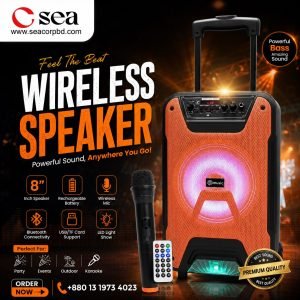 iMusic TTD-8257 8" Wireless Trolley Speaker with Free Wireless Mic