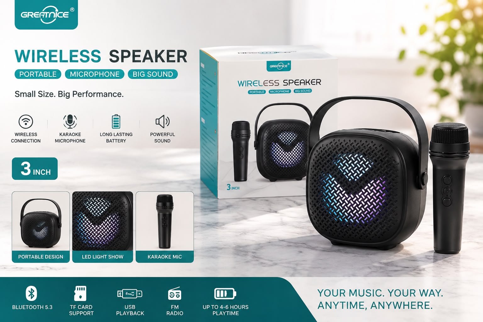 GTS-1941 Wireless Karaoke Speaker with Wireless Microphone
